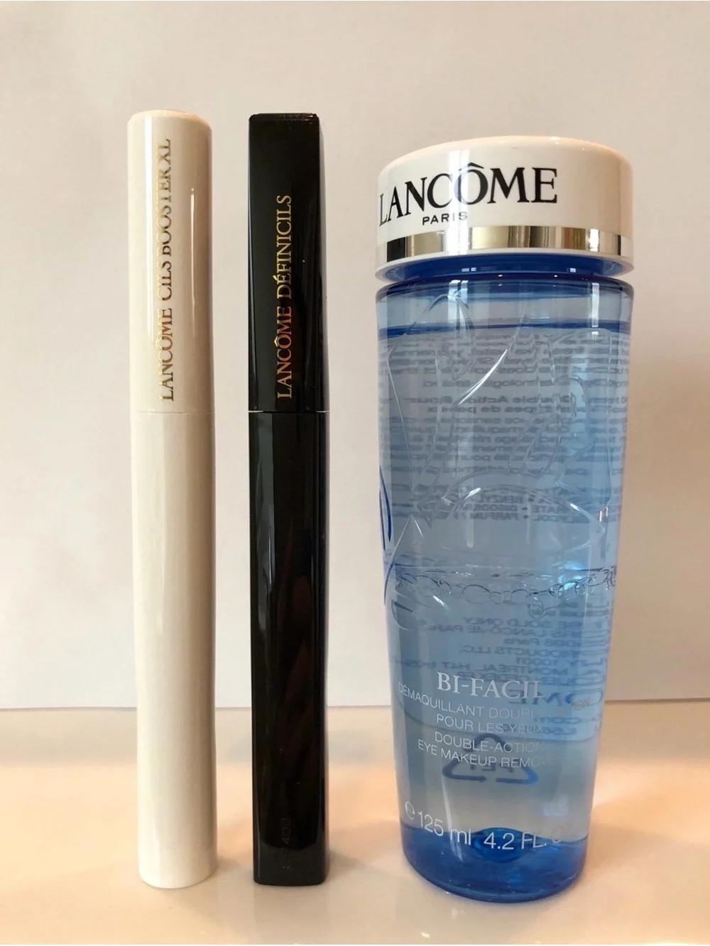NEW Lancôme 3-Pc Lash Primer + Mascara + Eye Makeup Remover, all FULL SIZES